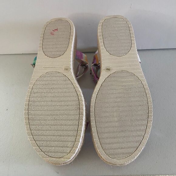 New Gianni Bini Rainbow Studded Platform Espadrille Sandals Ankle Straps Size 9M - Picture 14 of 14